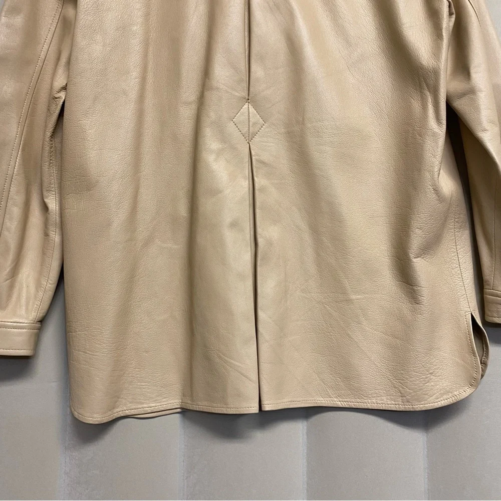 St. John Sport Marie Gray Women’s Jacket Medium 100% Leather Luxury Neutral